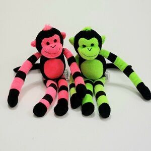2 Fiesta Long Arms Striped Monkeys  10"